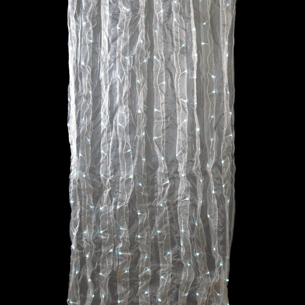 Warm White 200 LED Lights with White Organza Curtain 8-8