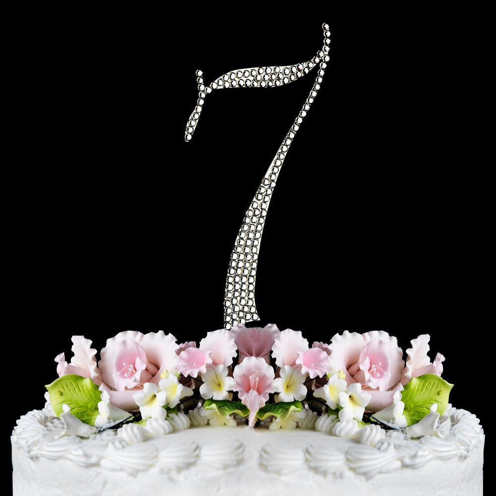 Completely Covered ~ Silver & Gold Plated Individual Number Crystal Bridal Wedding Cake Toppers