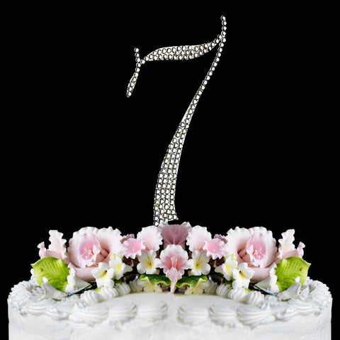 Completely Covered ~ Silver & Gold Plated Individual Number Crystal Bridal Wedding Cake Toppers