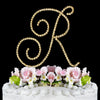 Renaissance ~ Gold Plated Individual Letter Inital Crystal Bridal Wedding Cake Toppers