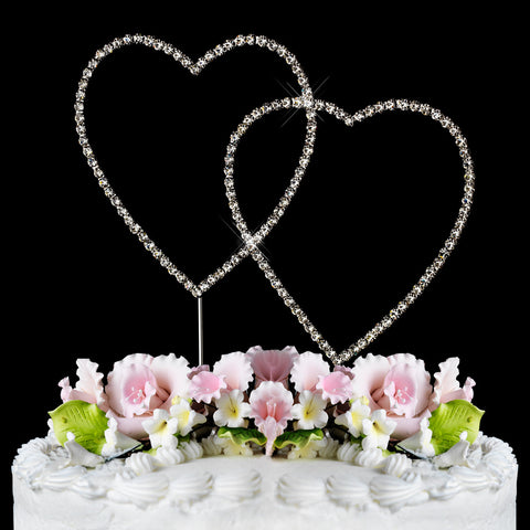 Silver Plated Crystal Wedding Heart Cake Toppers