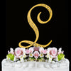 Sparkle ~ Gold Plated Individual Letter Inital Crystal Bridal Wedding Cake Toppers