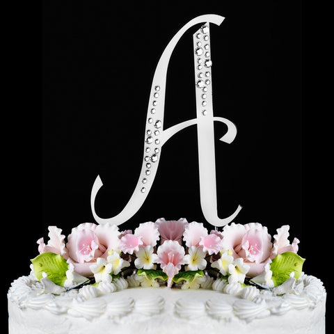 Sparkle ~ Silver Plated Individual Letter Inital Crystal Bridal Wedding Cake Toppers
