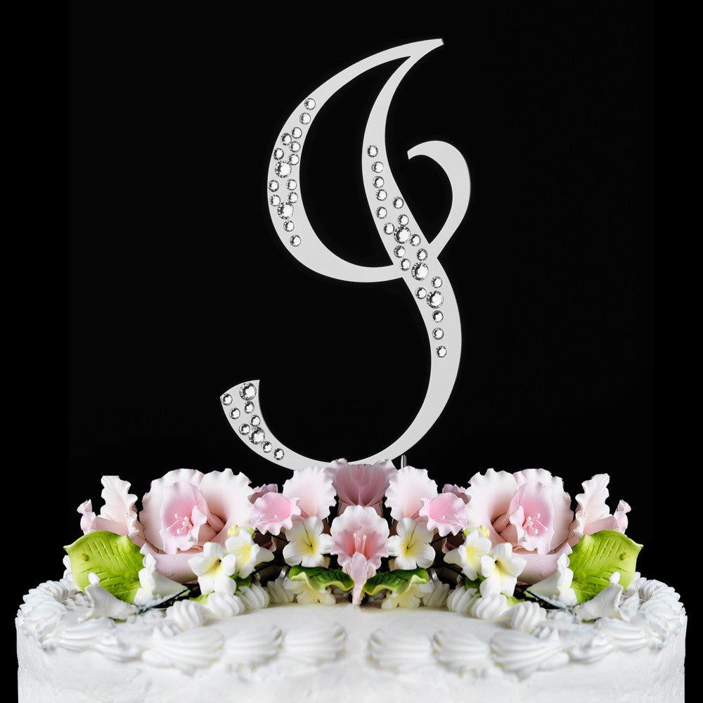 Sparkle ~ Silver Plated Individual Letter Inital Crystal Bridal Wedding Cake Toppers