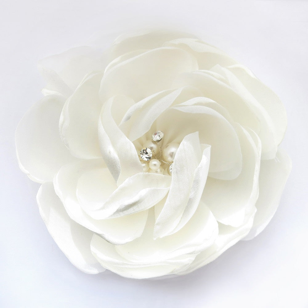 Ivory silk flower hair clip deals