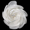 Ivory Satin & Organza Flower With Pearl & Rhinestone Center Bridal Wedding Hair Clip 104