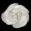 Satin & Organza Flower w/ Pearl & Rhinestone Center Bridal Wedding Hair Clip 106