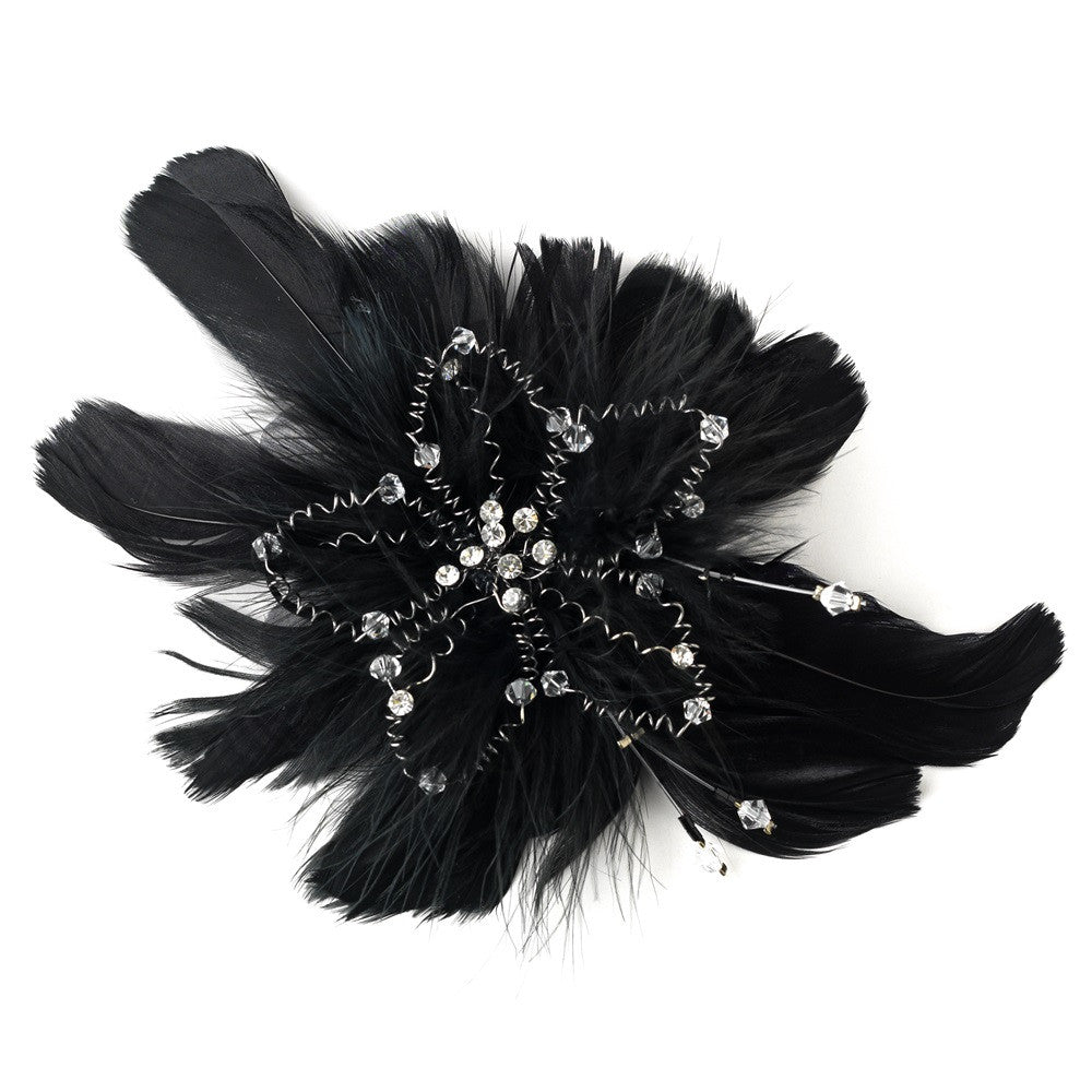 Black Bridal Wedding Hair Clip 1531 with Additional Bridal Wedding Brooch Pin Component