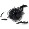 * Black Feather & Rhinestone Flower Fascinator Bridal Wedding Hair Clip 1772