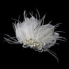 Silver Ivory Feather Bridal Wedding Hair Clip w/ Freshwater Pearl & Crystal 3578