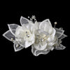 Crystal Rhinestone & Fresh Water Pearl Flower Organza Bridal Wedding Hair Clip 3701 Ivory