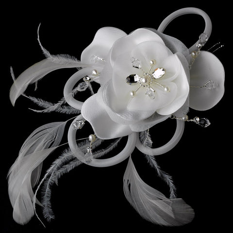* Swarovski & Ivory Pearl Flower Bridal Wedding Hair Clip - Bridal Wedding Hair Clip 424 Ivory with Bridal Wedding Brooch Pin