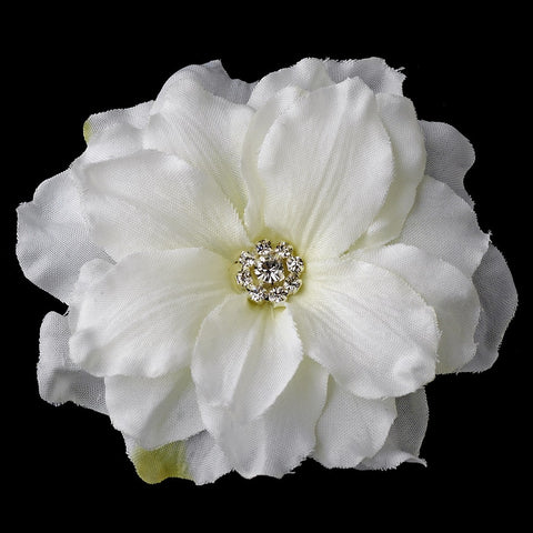 * Diamond White Jeweled Delphinium Bridal Wedding Hair Clip 432