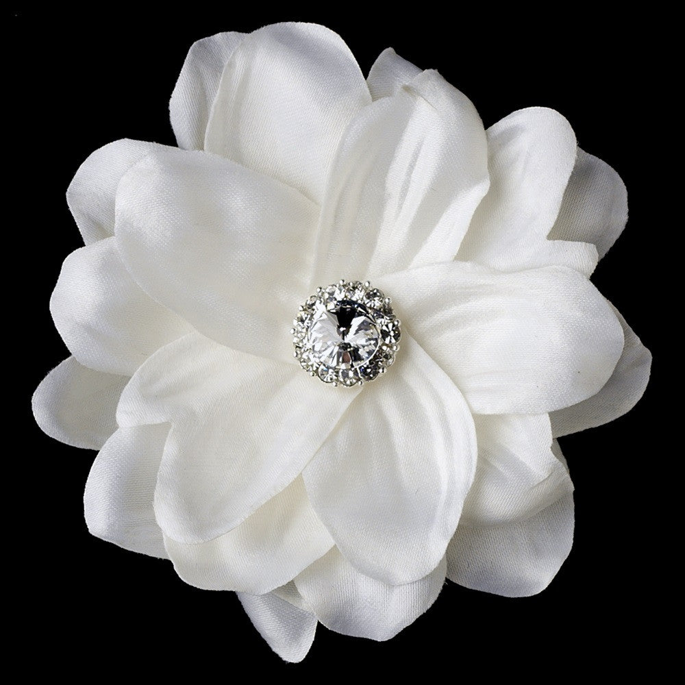 * Diamond White Jeweled Delphinium Bridal Wedding Hair Clip 434