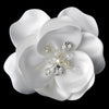 Matt Satin Flower Bridal Wedding Hair Clip w/ Rhinestones, Swarovski Crystals & Fresh Water Pearl accents 8429