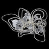 Silver Diamond White Pearl, Rhinestone & Lace Bridal Wedding Hair Clip 9631