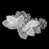 Pearl, Rhinestone & Bugle Bead Accent Flower Bridal Wedding Hair Clip 9642