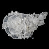 Ivory Pearl, Crystal & Rhinestone Sheer Organza Fabric Flower Bridal Wedding Hair Clip 9732