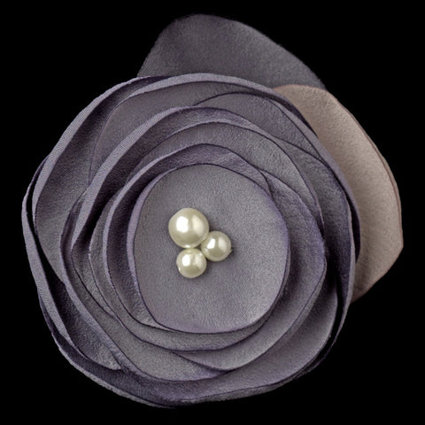 Ivory Gray Flower with Faux Pearl Accents & Bridal Wedding Brooch Pin Bridal Wedding Hair Clip 9940