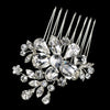 Rhodium Clear Flower Rhinestone Bridal Wedding Hair Comb 1364