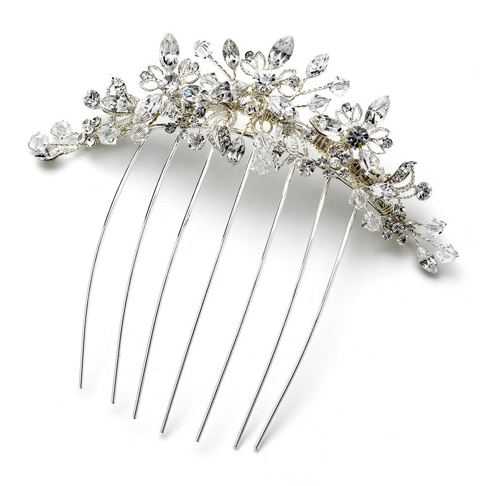 Bridal Wedding Hair Comb 1855 Silver Clear