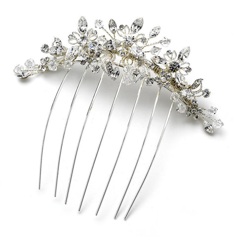 Bridal Wedding Hair Comb 1855 Silver Clear