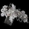 Rhodium Ivory Floral Lace Bridal Wedding Hair Comb 4155 with Swarovski Crystal Bead, Rhinestone & Sequin Accents