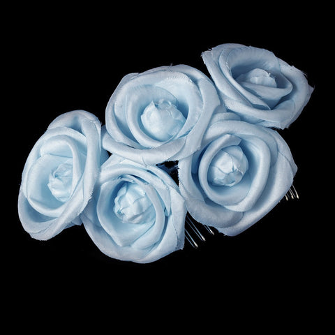 Charming Light Blue Flower Bridal Wedding Hair Comb 4647