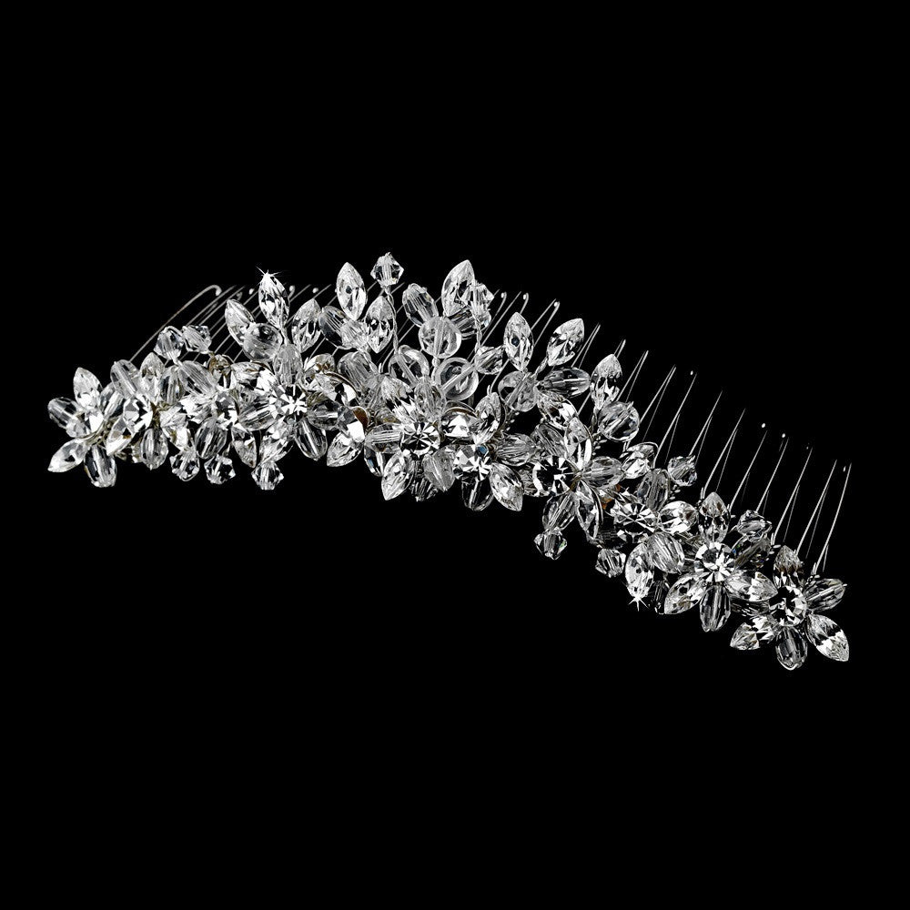 Lustrous Bridal Wedding Hair Comb w/ Clear Rhinestones & Swarovski Crystals 5114