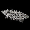 Rhodium Silver Floral Flexible Rhinestone Bridal Wedding Hair Comb 57