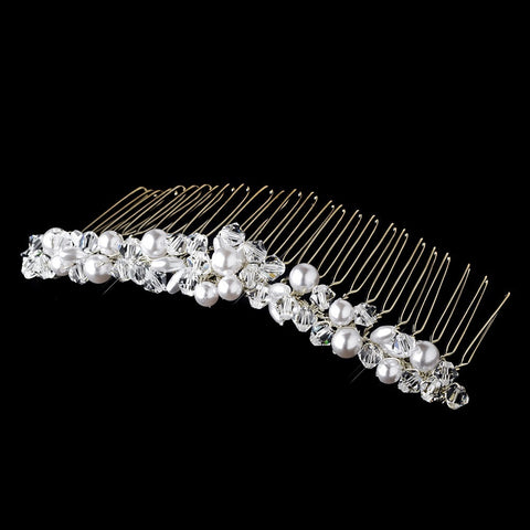 Silver and Ivory Bridal Wedding Hair Comb 7002