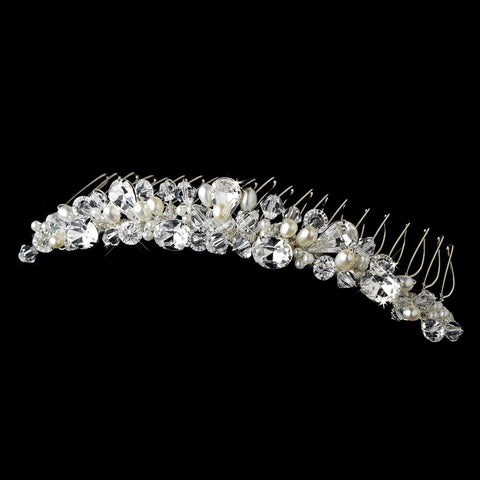 Beautiful Freshwater Pearl & Swarovski Crystal Bridal Wedding Hair Comb 7004