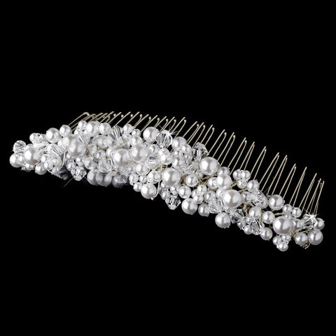 Stunning Swarovski Crystal & Pearl Bridal Wedding Hair Comb 7045 (Ivory or White)