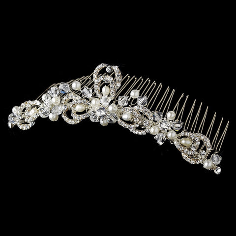 * Pearl & Rhinestone Bridal Wedding Hair Comb 7064