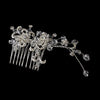 * Glittering Silver Floral Bridal Wedding Hair Comb w/ Clear Rhinestones & Austrian Crystals 7085
