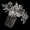 Antique Silver Freshwater Pearl, Swarovski Crystal & Rhinestone Flower and Leaf Bridal Wedding Hair Comb 757