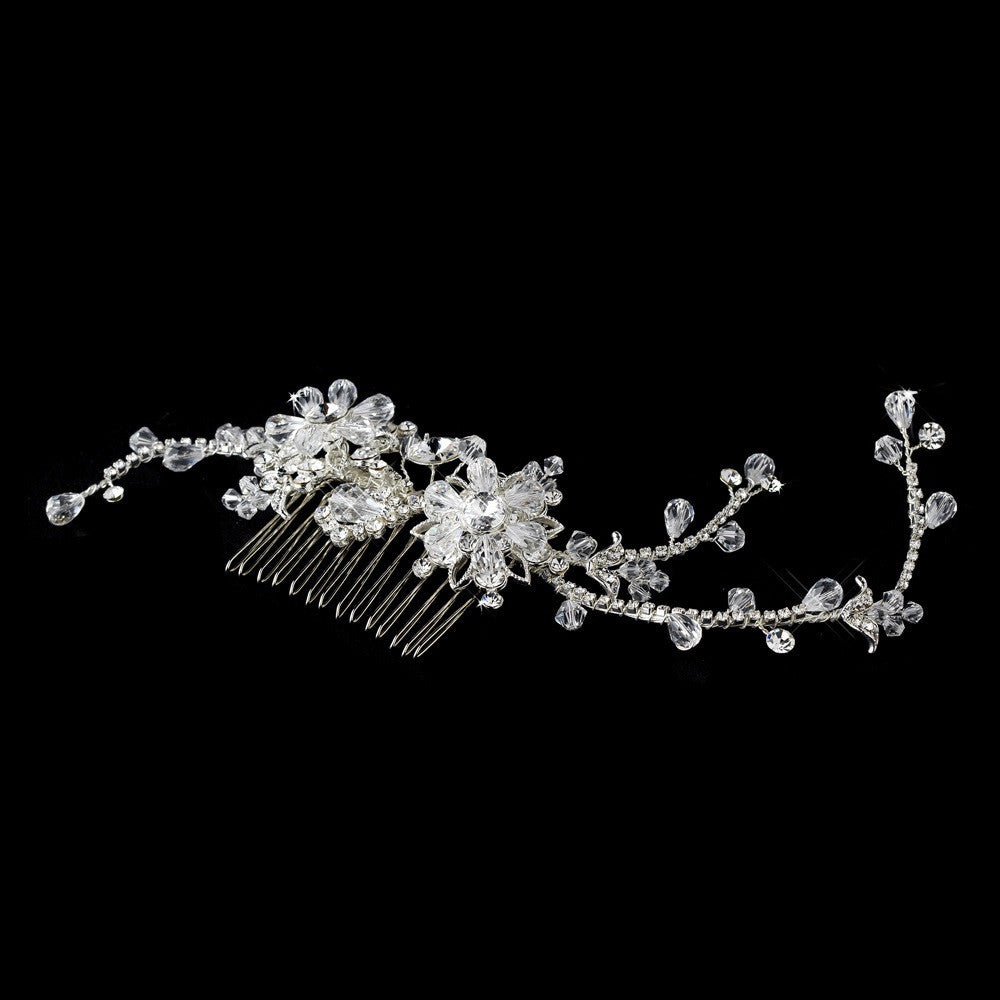 Swarovski Crystal Bridal Wedding Couture Side Bridal Wedding Hair Comb 7809 Silver