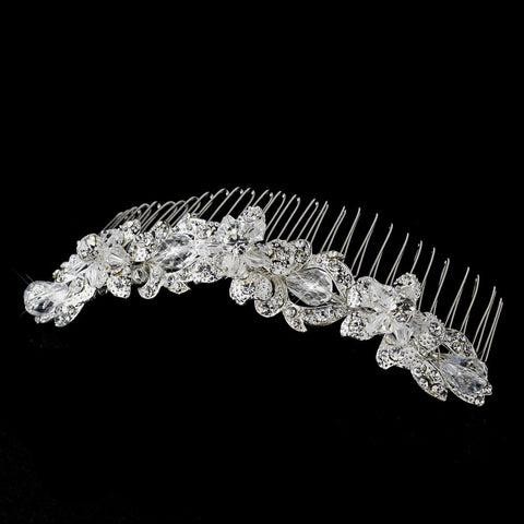 Silver Clear Swarovski Crystal Bridal Wedding Hair Comb 7810
