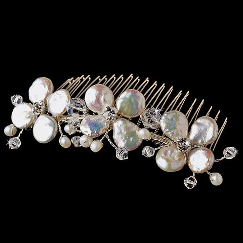 Gorgeous Coin Pearl Bridal Wedding Hair Comb 8136