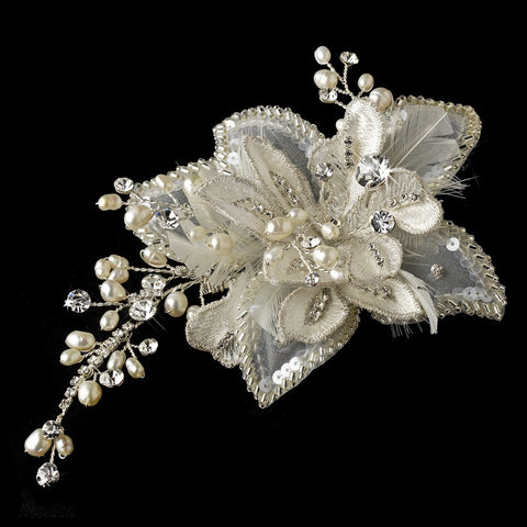 Elegant Crystal & Freshwater Pearl Bridal Wedding Hair Comb or Brooch Bridal Wedding Hair Clip 8151