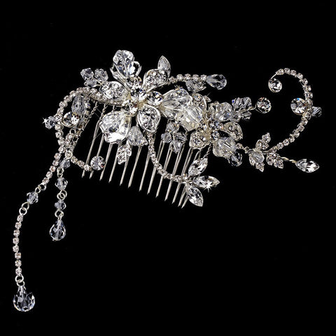 Crystal Glamour Bridal Wedding Hair Comb with Dangles 8153