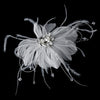 Couture White Feather Spray Bridal Wedding Hair Comb w/ Rhinestones 8401