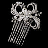Antique Silver Clear Crystal & Rhinestone Ribbon Swirl Bridal Wedding Hair Comb 926