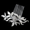 Silver Clear Rhinestone Floral Leaf Bridal Wedding Hair Comb 9646