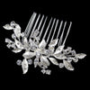 Silver Flower Leaf Garden Bridal Wedding Hair Comb Dazzled in Rhinestones 9653