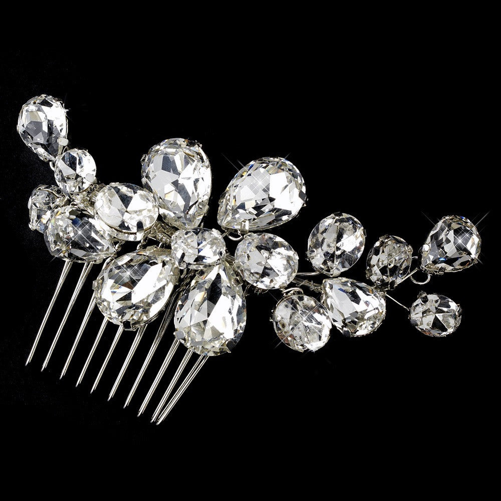 Glamorous Silver Clear Rhinestone Bridal Wedding Hair Comb 9795