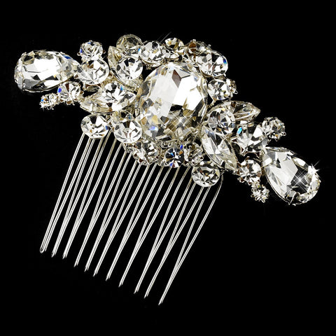 Exquisite Silver Clear Crystal Bridal Wedding Hair Comb 9803