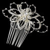 Lovely Silver Clear Rhinestone Floral Bridal Wedding Hair Comb 9825  * Discontinued *