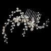 Light Gold Freshwater Pears & Rhinestone Floral Twigs Bridal Wedding Hair Comb 9862