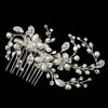 Silver Freshwater Pearl & Rhinestone Floral Bridal Wedding Hair Comb 9862
